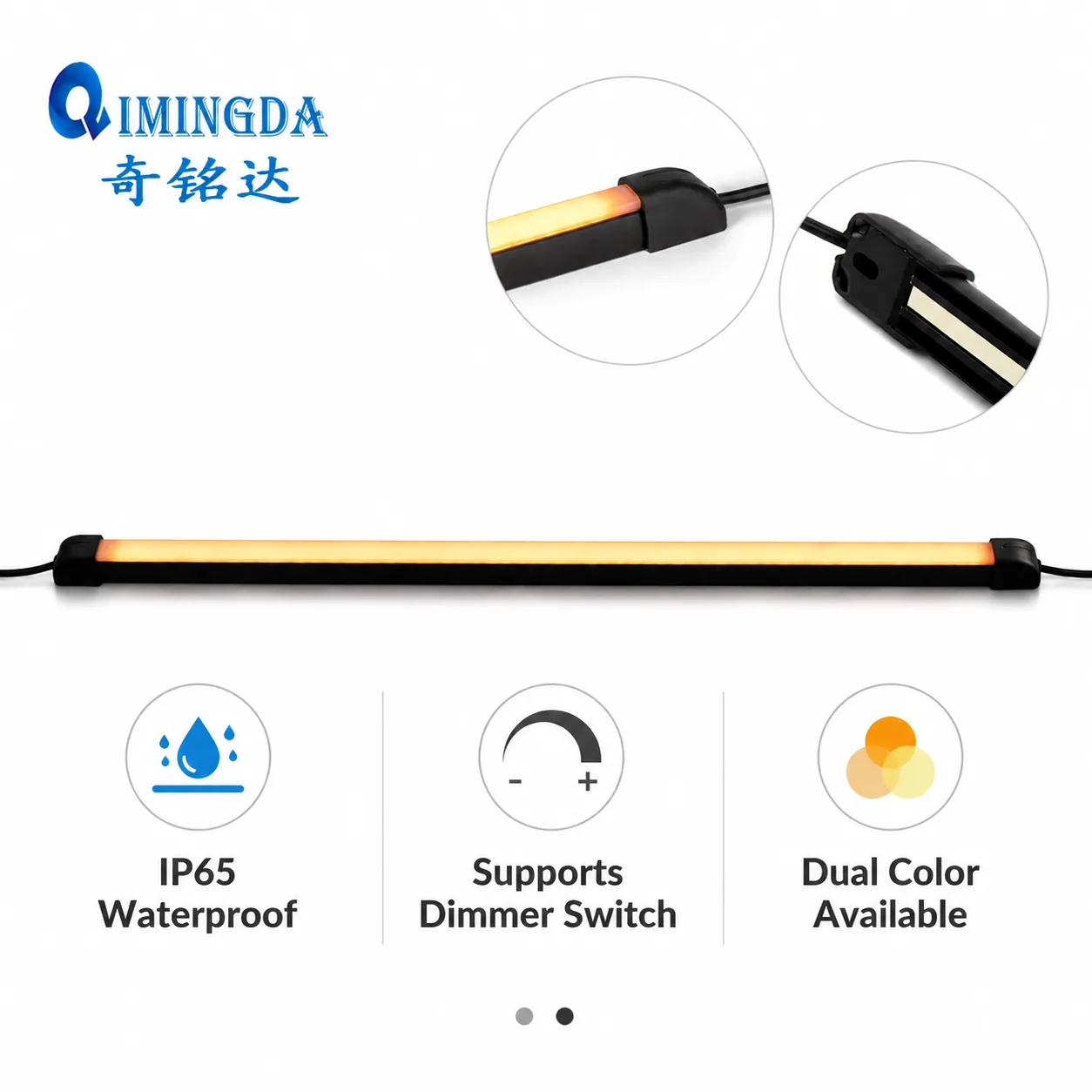 Waterproof Aluminum LED Strip Light Kit, 12V-24V Dual Color Remote Dimmer Bar for RV, Van & Cabinet